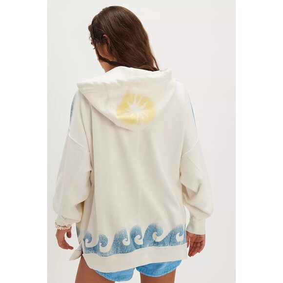 Free People We The Free Air It Out Hoodie Top Print Sweatshirt Slouchy L 284064 - Picture 7 of 11